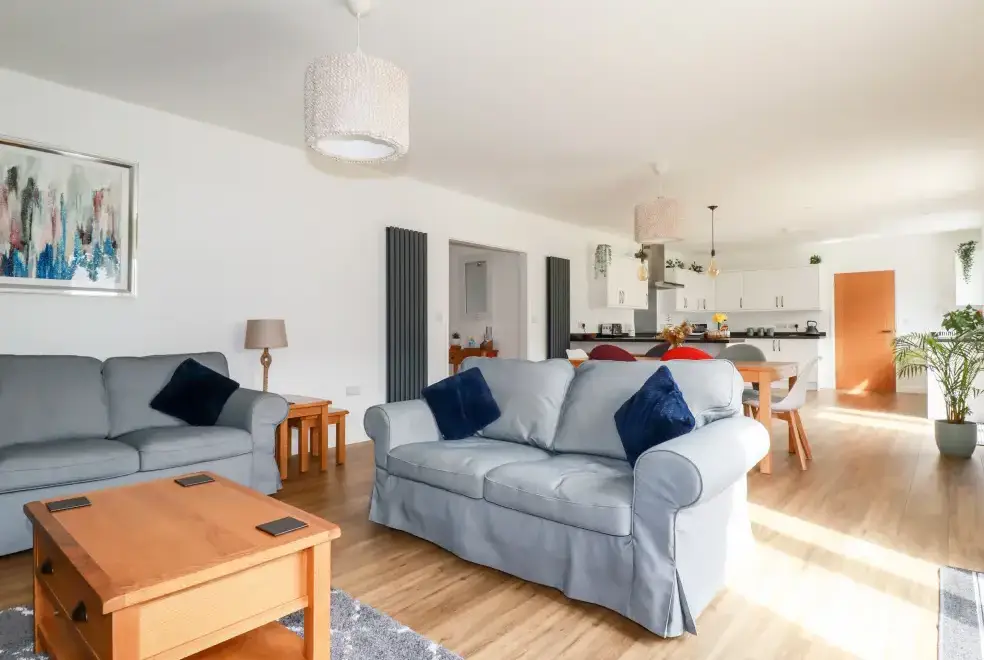 Open plan living area at Penn-An-Vownder Holiday Bungalow