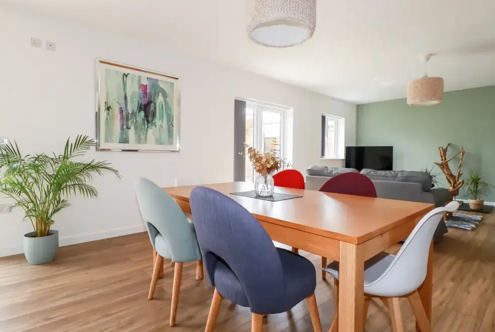 Open plan living area at Penn-An-Vownder Holiday Bungalow