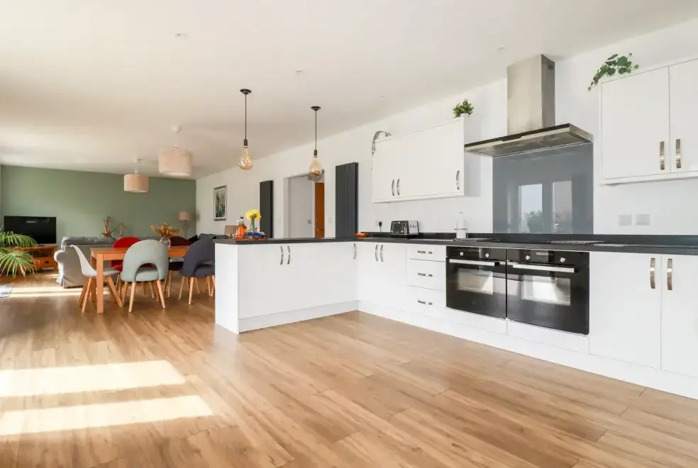 Open plan living area at Penn-An-Vownder Holiday Bungalow