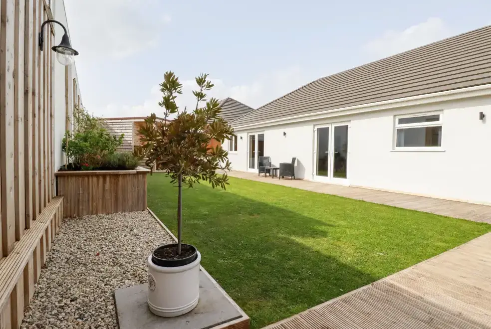 Enclosed garden at Penn-An-Vownder Holiday Bungalow