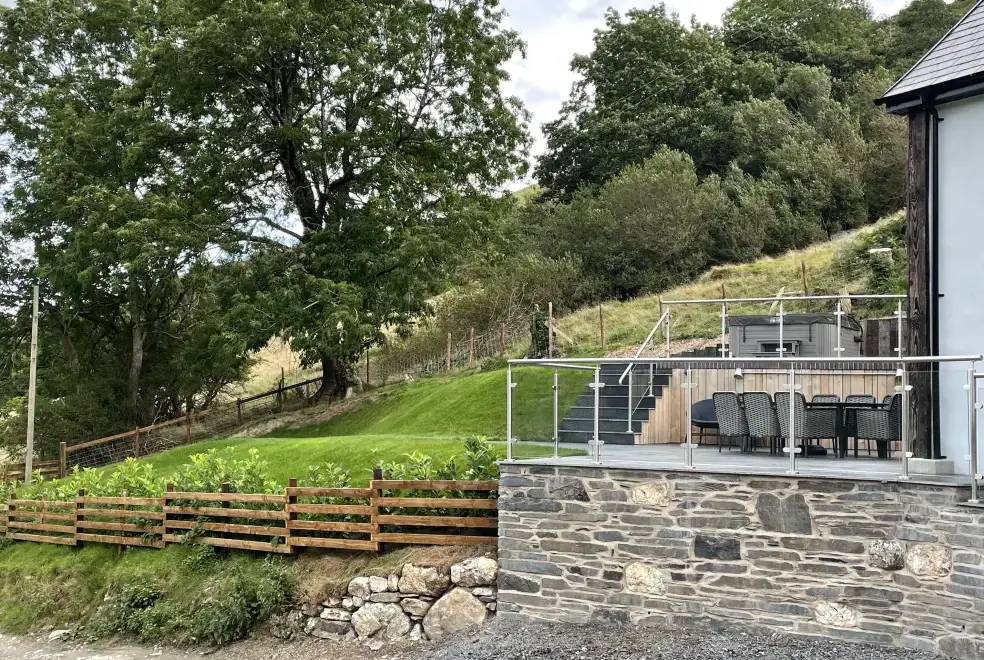 Decked area at Pennant Uchaf