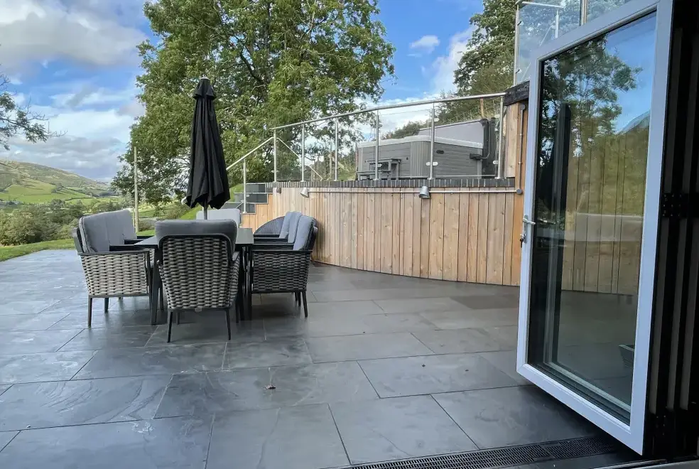 Patio area at Pennant Uchaf