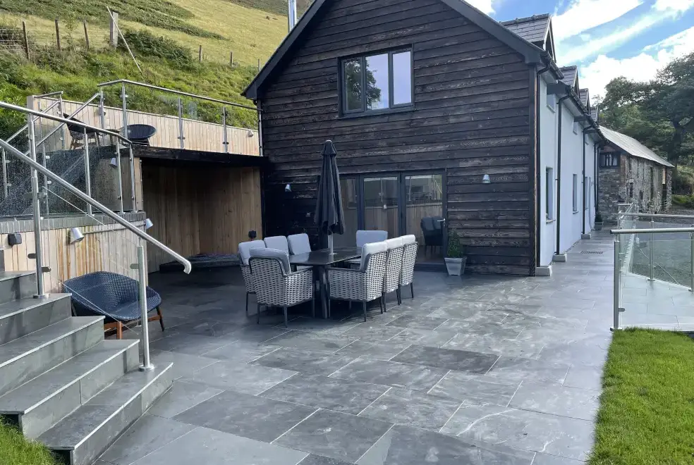 Patio area at Pennant Uchaf