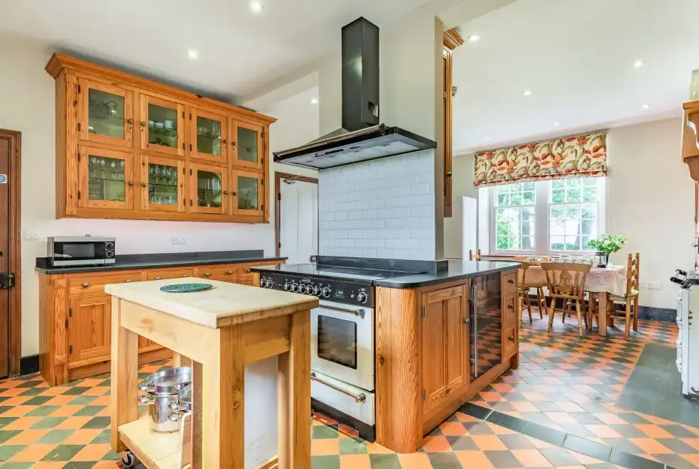 Farmhouse style kitchen at Pensarn Hall Dogs-welcome Cottage, Snowdonia North Wales 