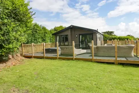 Decked area at Pinehurst Lodge, Cornwall