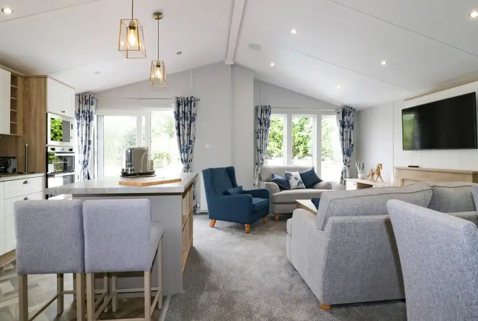 Open plan living area at Pinehurst Lodge