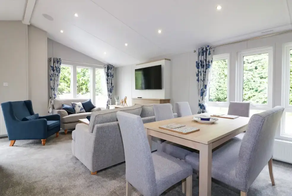 Open plan living area at Pinehurst Lodge