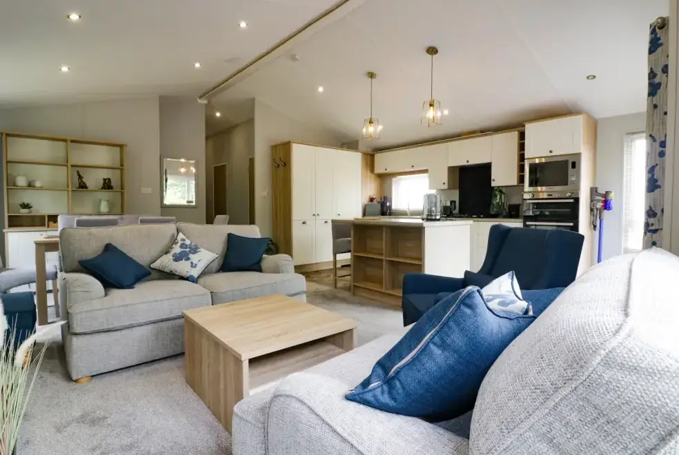 Open plan living area at Pinehurst Lodge