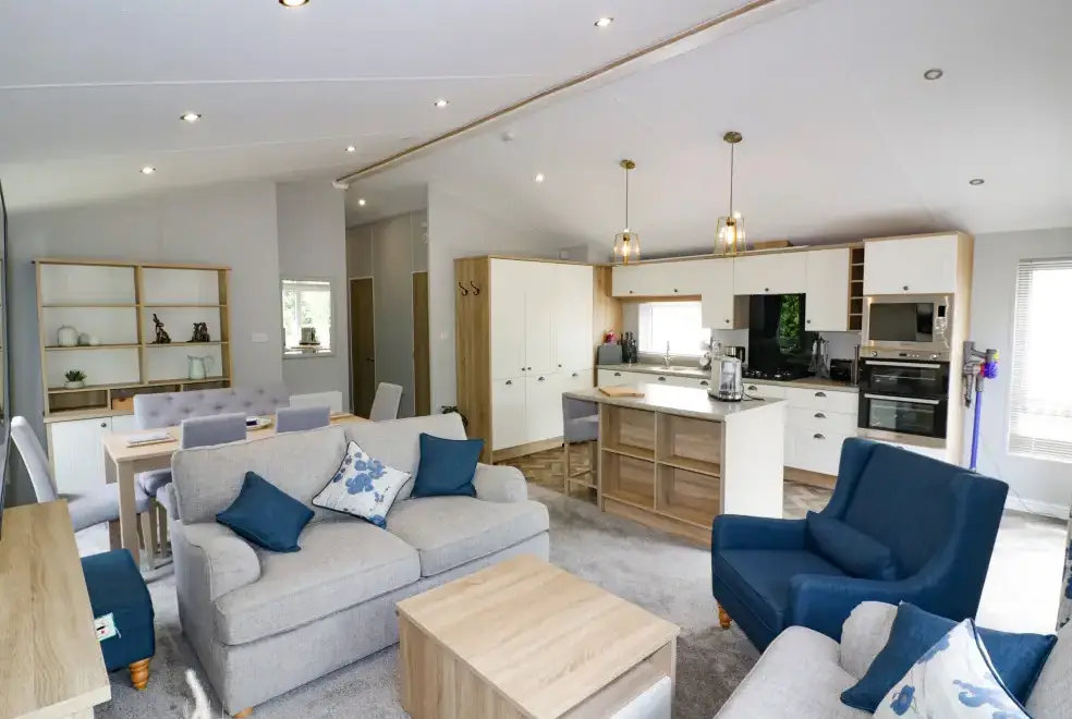 Open plan living area at Pinehurst Lodge