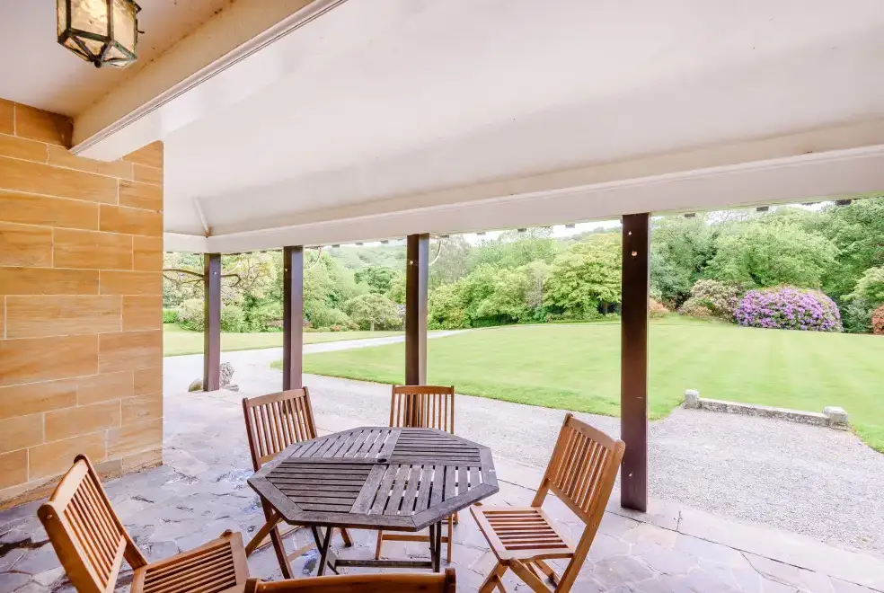 Patio area at Plas Gwynfryn