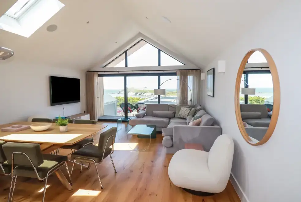 Open plan living area at Porth Cove