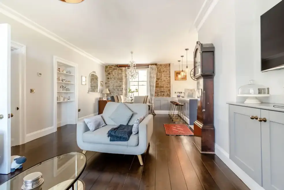 Open plan living area at Rhodewood Lodge