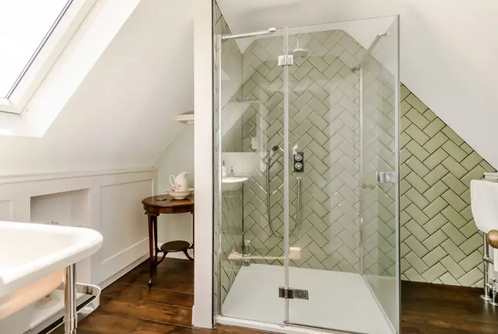 Shower room at Rhodewood Lodge