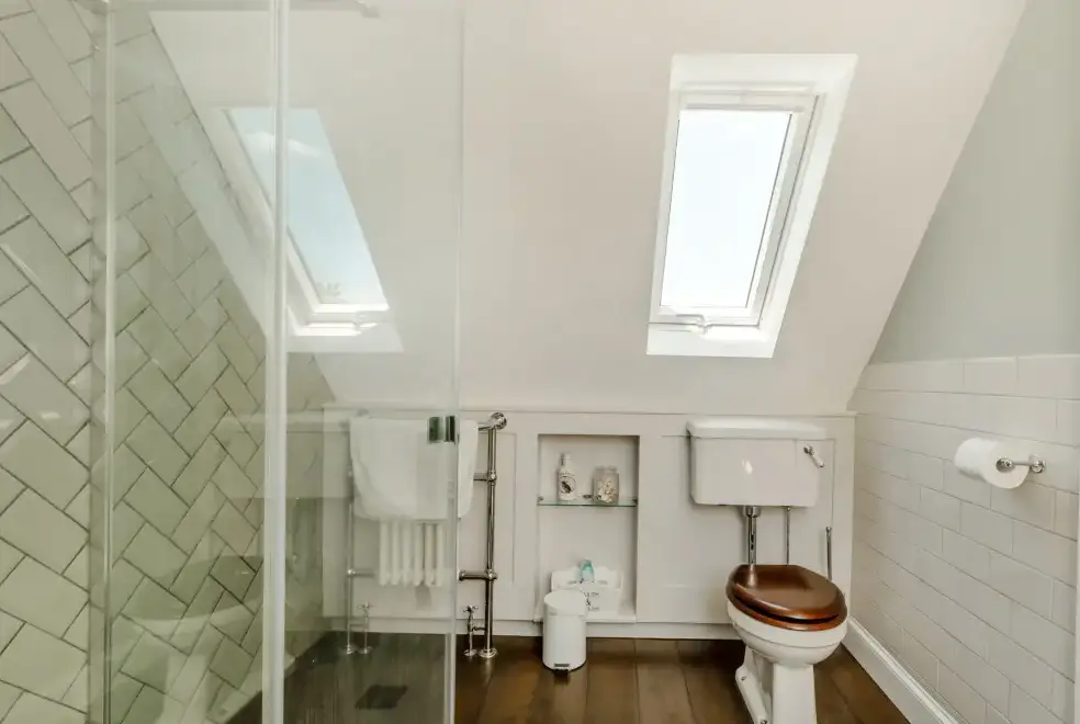 Shower room at Rhodewood Lodge