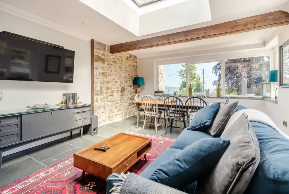 Open plan living area at Rhodewood Lodge