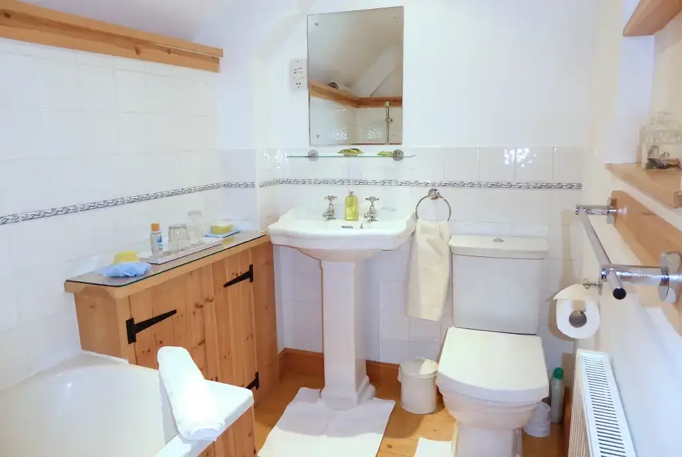 Ensuite bathroom at Rhydd Holiday Barn