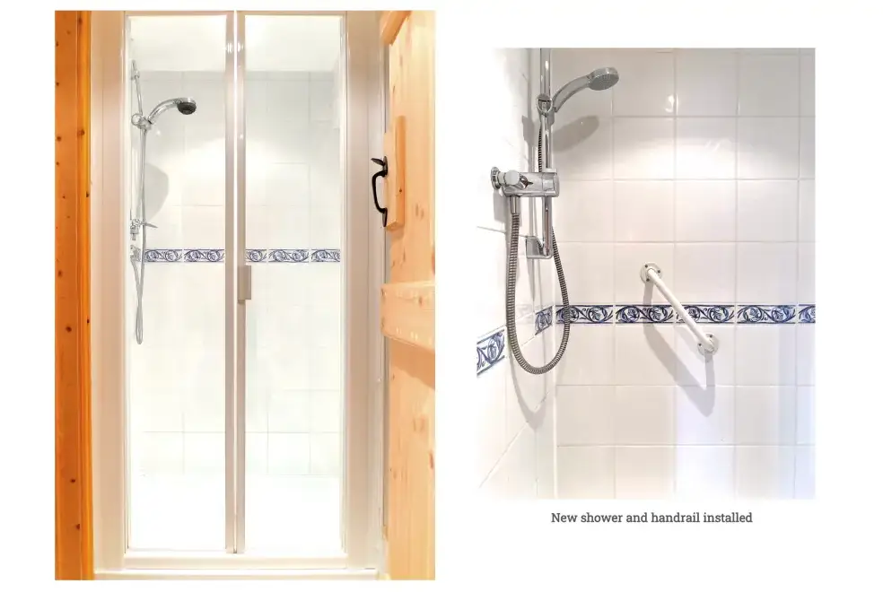 Shower room at Rhydd Holiday Barn