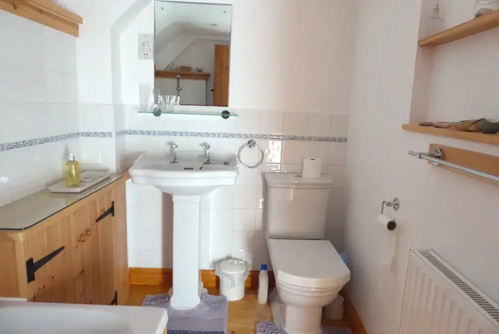 Ensuite bathroom at Rhydd Holiday Barn