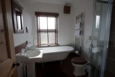 Family bathroom at River Bank Cottage, North Yorkshire