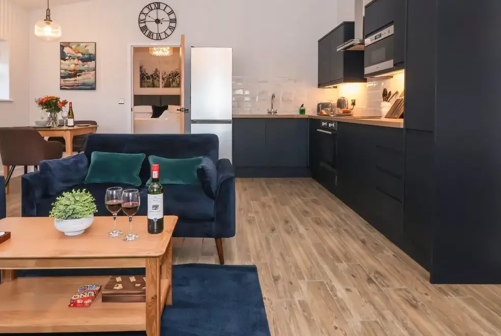 Open plan living area at Robins Nest