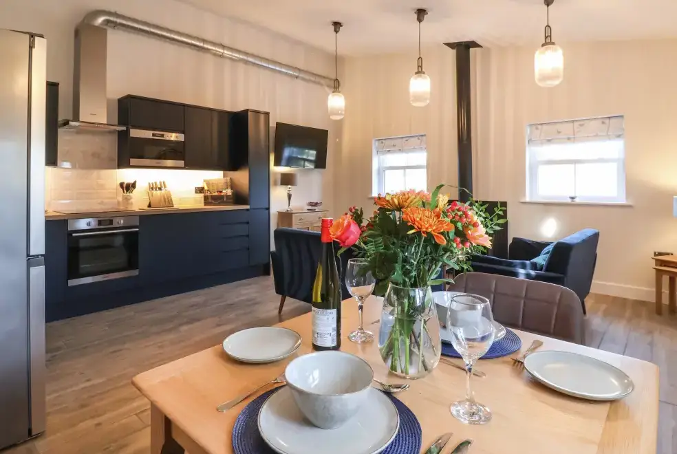 Open plan living area at Robins Nest