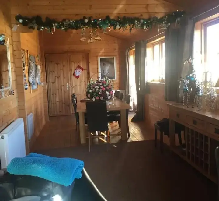 Dining room at Romantic Cabin Haf with all weather Hot Tub