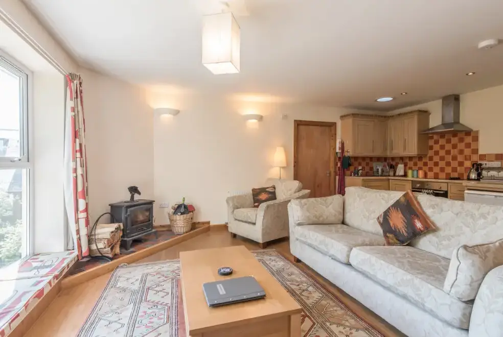 Open plan living area at Schoolhouse Apartment near the Shropshire Hills