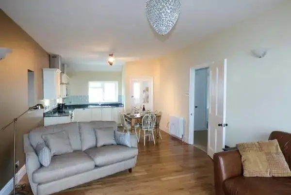 Open plan living area at Sea View Apartment