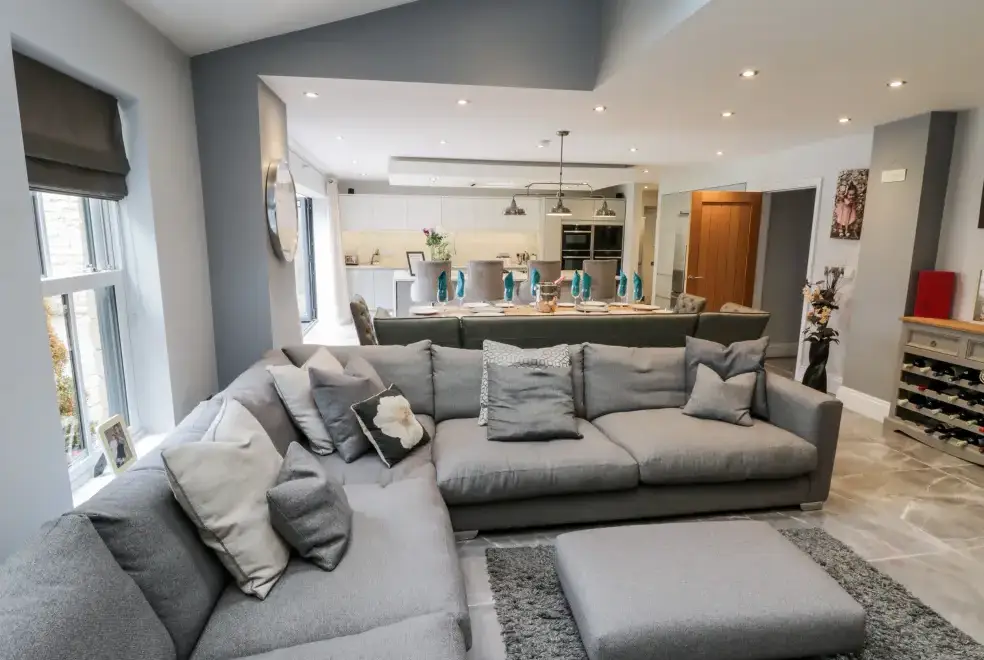 Open plan living area at Seamer Manor House