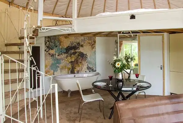 Luxurious interior at Secret Island Yurt