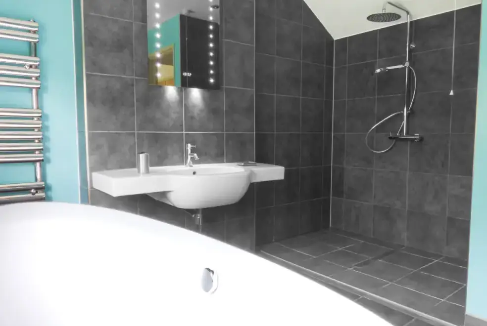 Shower room at Shortmead Cottage