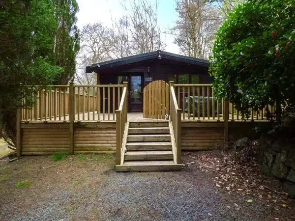 Decked area at Skiptory Woodland Holiday Lodge