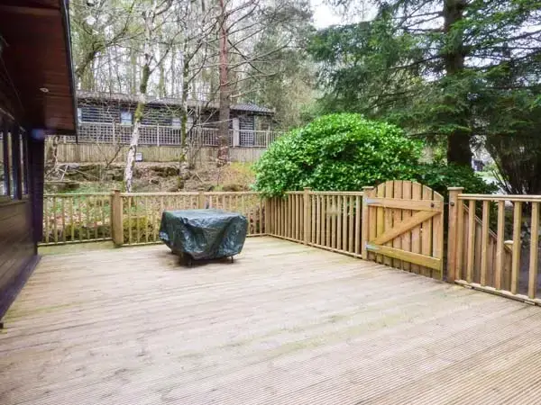 Decked area at Skiptory Woodland Holiday Lodge