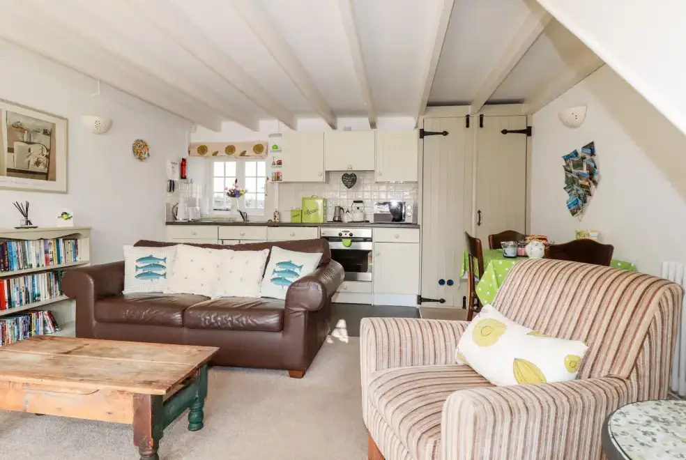 Open plan living area at Slate Cottage