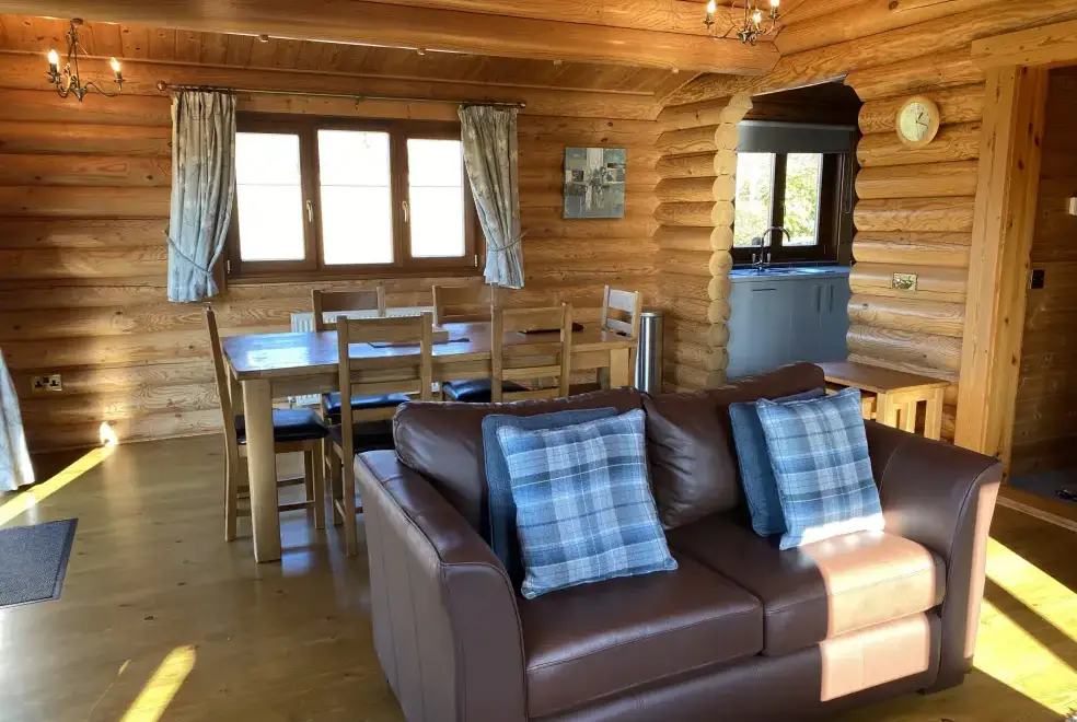 Open plan living area at Snowdrop Lodge