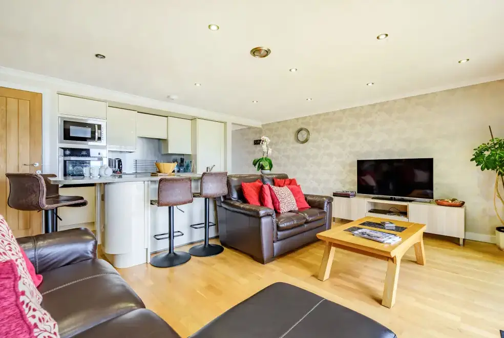 Open plan living area at Solway Cottage