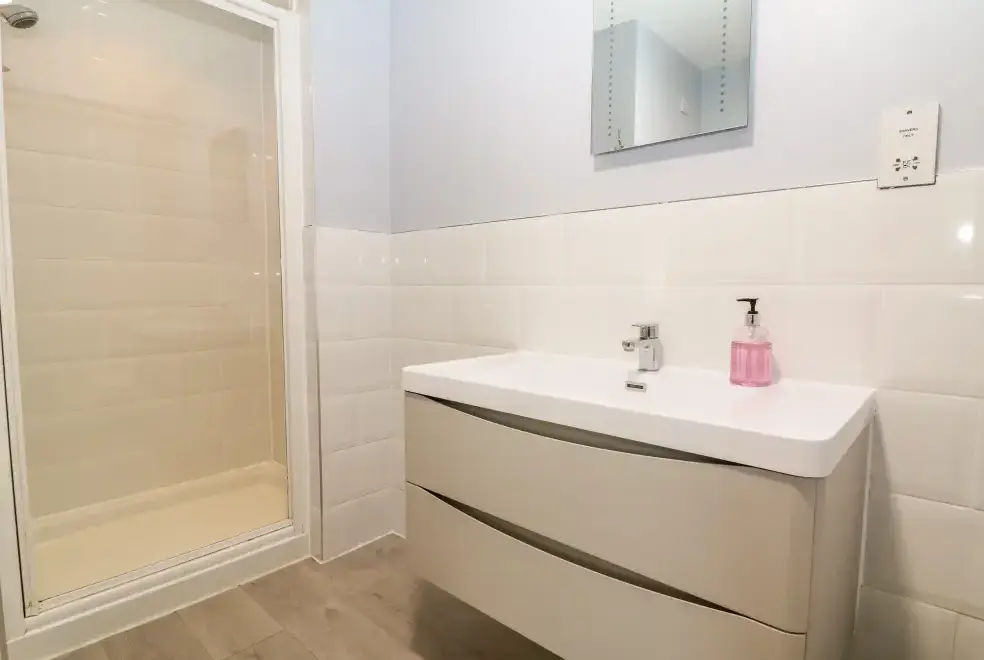 Shower room at South Hill Farmhouse