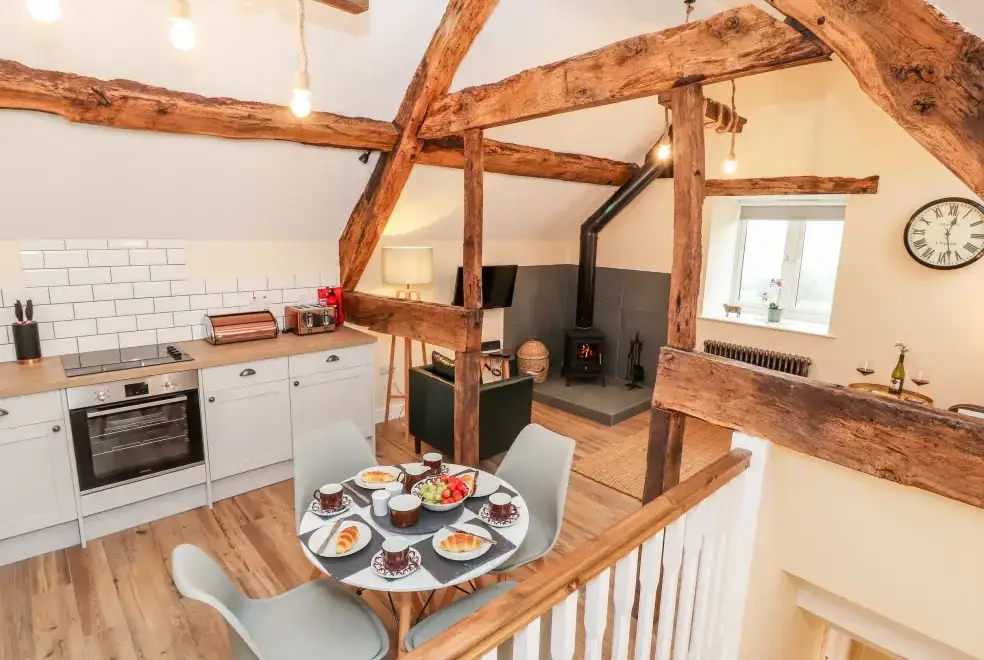 Kitchen/diner at Stabl, Plas Moelfre Hall Barns