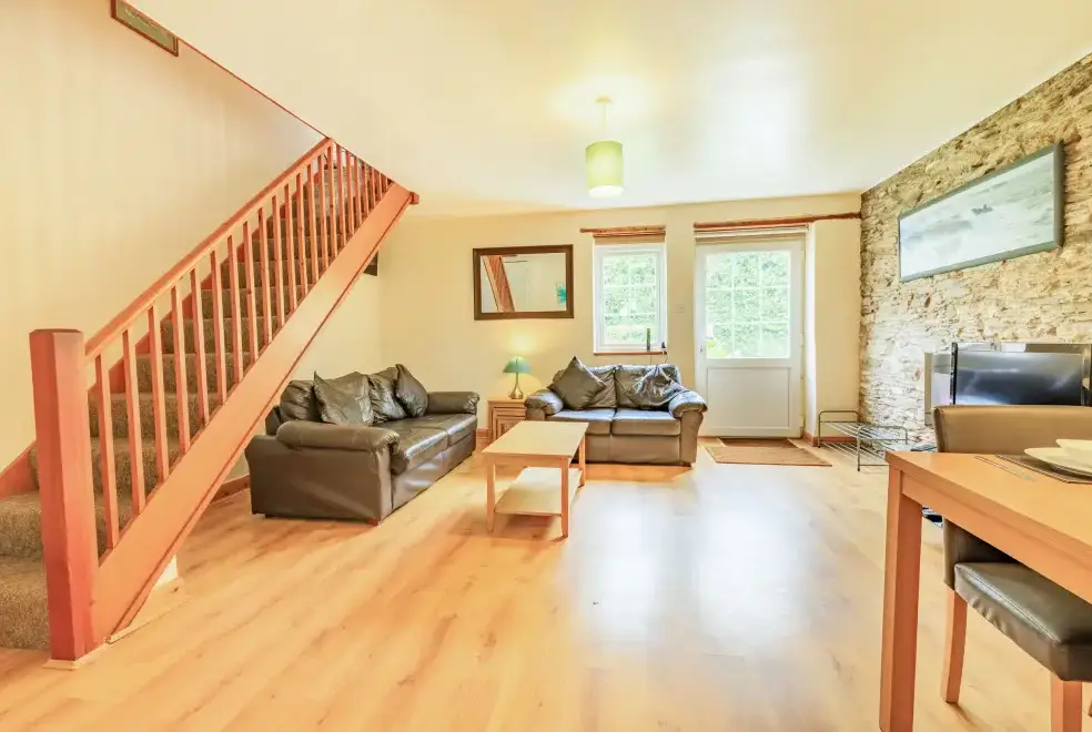 Open plan living area at Stable Cottage, North Devon