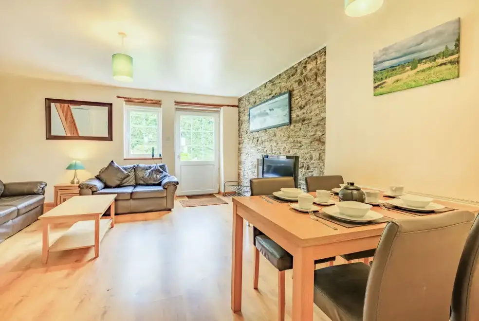 Open plan living area at Stable Cottage, North Devon