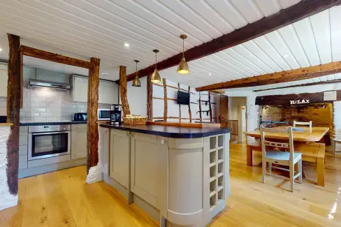 Farmhouse style kitchen at Stolford Country Escape with Hot Tub, Somerset