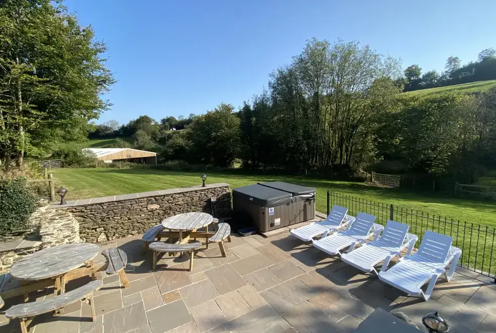 Patio area at Stolford Country Escape with Hot Tub