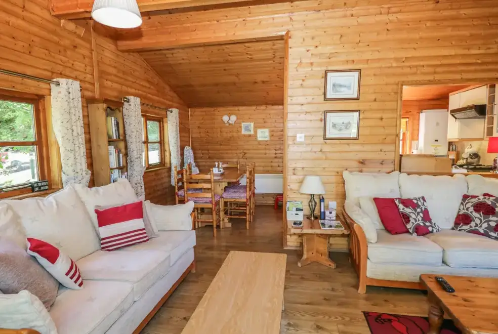 Open plan living area at Striding Holiday Lodge