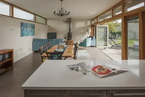 Open plan living area at Swallow's Orchard, Somerset
