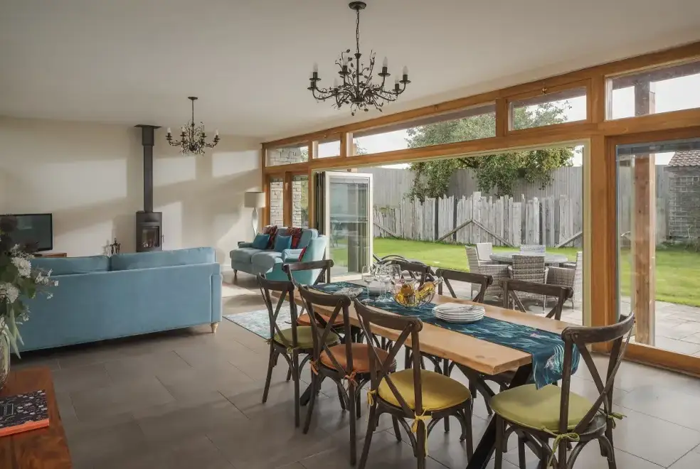 Open plan living area at Swallow's Orchard