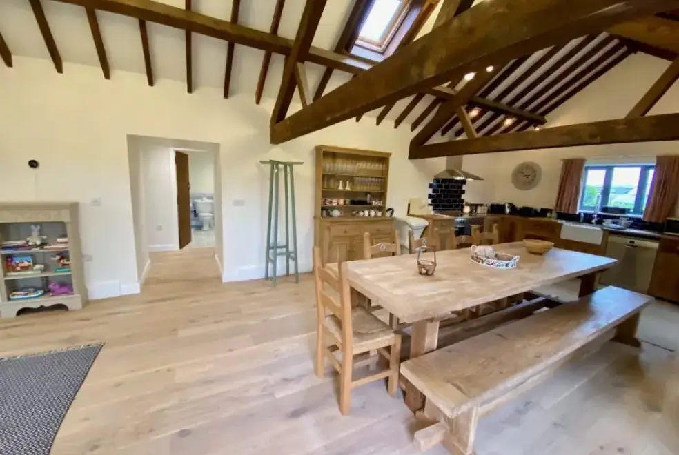 Open plan living area at Teal Cottage at Oxford Country Cottages