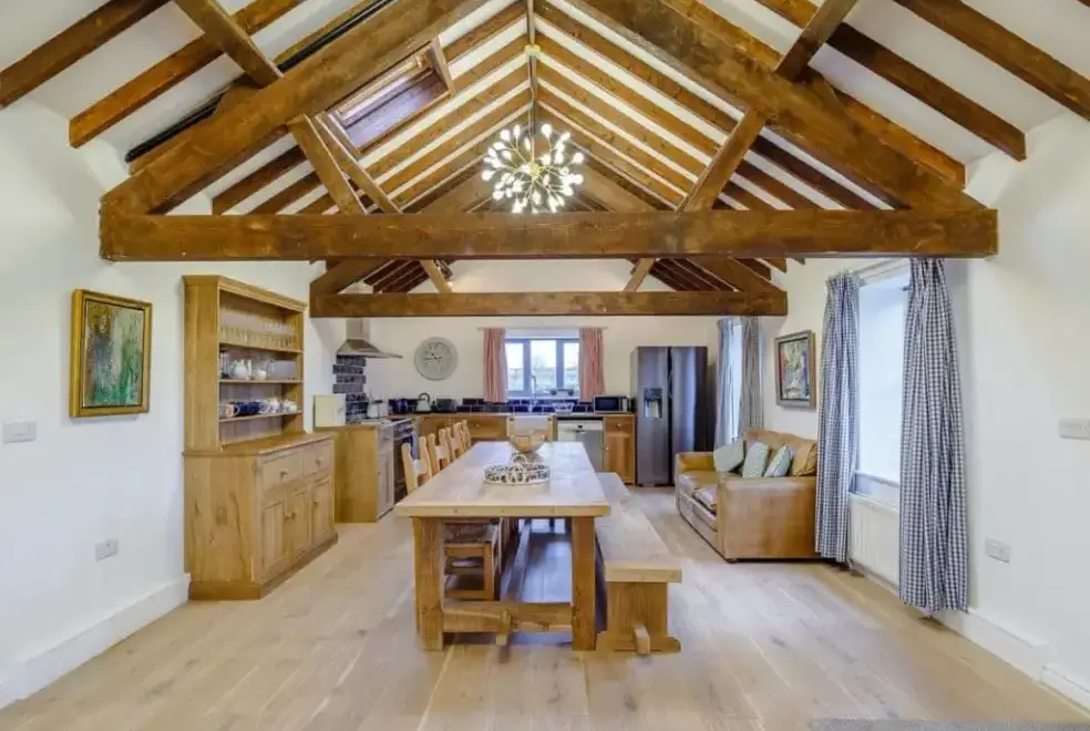 Open plan living area at Teal Cottage at Oxford Country Cottages