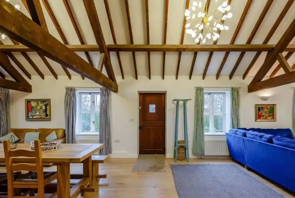 Open plan living area at Teal Cottage at Oxford Country Cottages