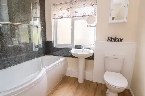 Family bathroom at Tegfan, Powys