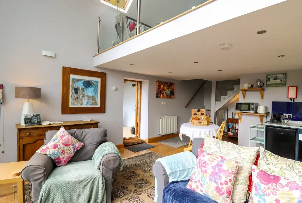 Open plan living area at The Barn at Glanoer
